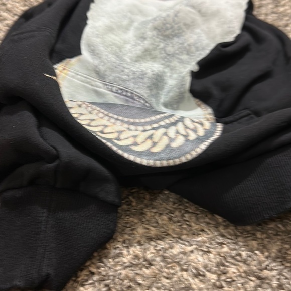 Uh Nom Uh Nit graphic print drawstring hoodie black size m - Picture 2 of 9